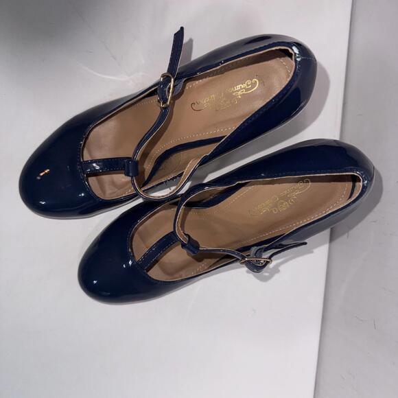 Journee Collection Old Money Business Casual Formal T Strap Stiletto Blue Pumps - Picture 4 of 15